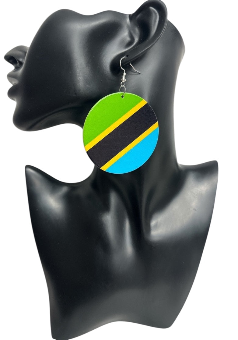 East African Flag Wooden Earrings – Bold Handmade Dangles (Uganda, Kenya, Tanzania & More) - Fatisha Boutique #