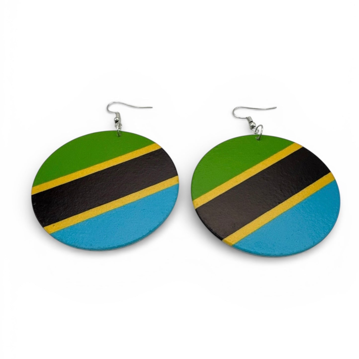 East African Flag Wooden Earrings – Bold Handmade Dangles (Uganda, Kenya, Tanzania & More) - Fatisha Boutique #