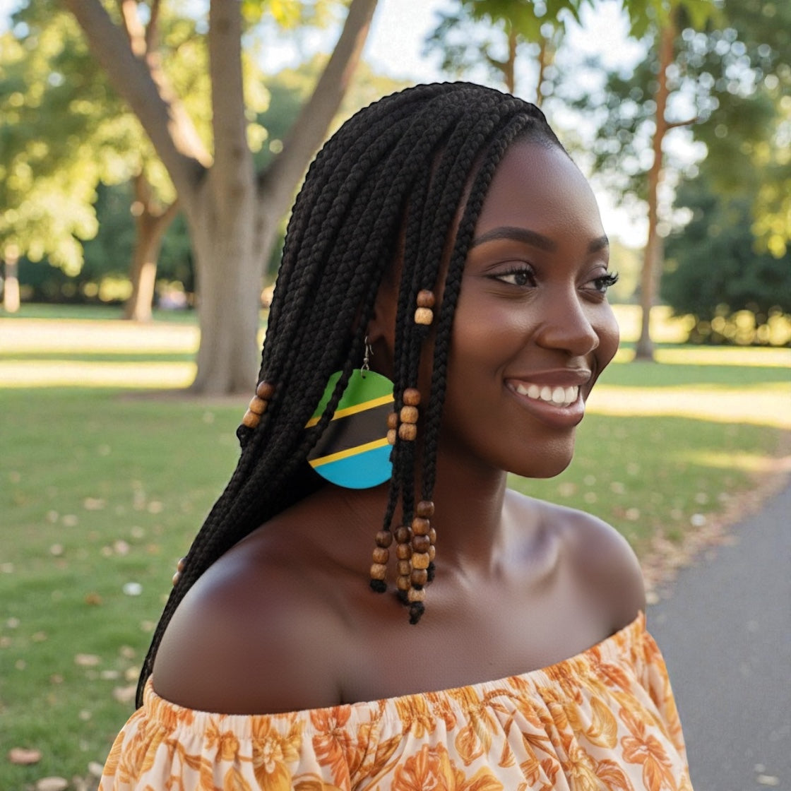East African Flag Wooden Earrings – Bold Handmade Dangles (Uganda, Kenya, Tanzania & More) - Fatisha Boutique #