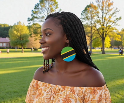 East African Flag Wooden Earrings – Bold Handmade Dangles (Uganda, Kenya, Tanzania & More) - Fatisha Boutique #