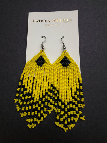 African Beaded Dangle Earrings – Handmade Tribal Statement Jewellery - Fatisha Boutique #