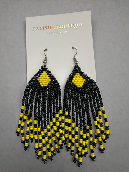African Beaded Dangle Earrings – Handmade Tribal Statement Jewellery - Fatisha Boutique #