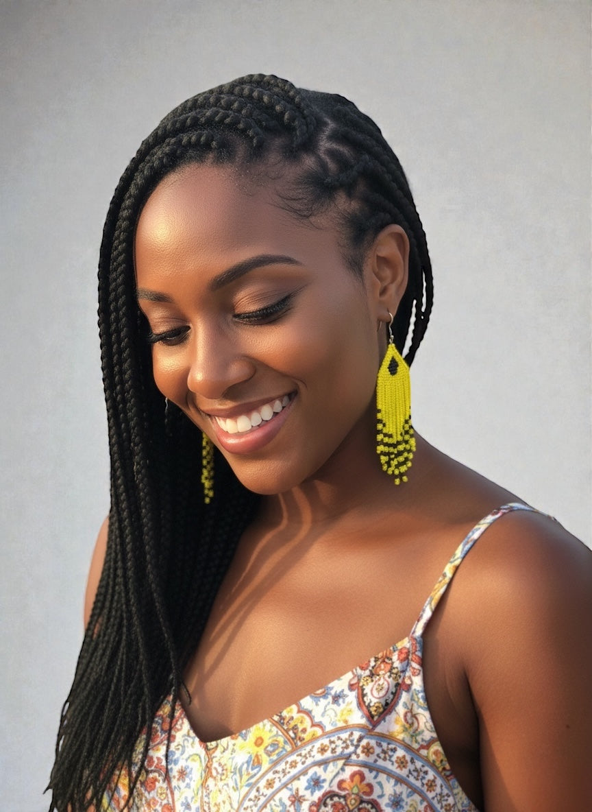 African Beaded Dangle Earrings – Handmade Tribal Statement Jewellery - Fatisha Boutique #