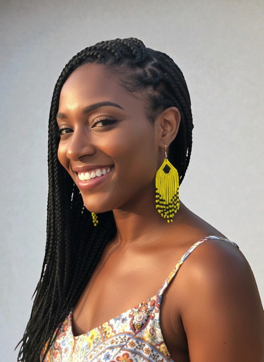 African Beaded Dangle Earrings – Handmade Tribal Statement Jewellery - Fatisha Boutique #