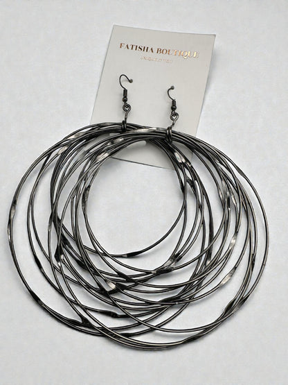 African Oversized Handcrafted Spiral Brass Statement Dangle Earrings - Fatisha Boutique #