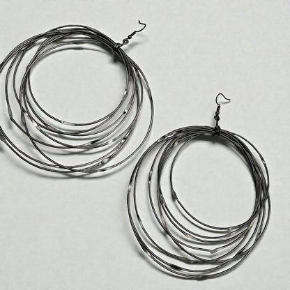 African Oversized Handcrafted Spiral Brass Statement Dangle Earrings - Fatisha Boutique #