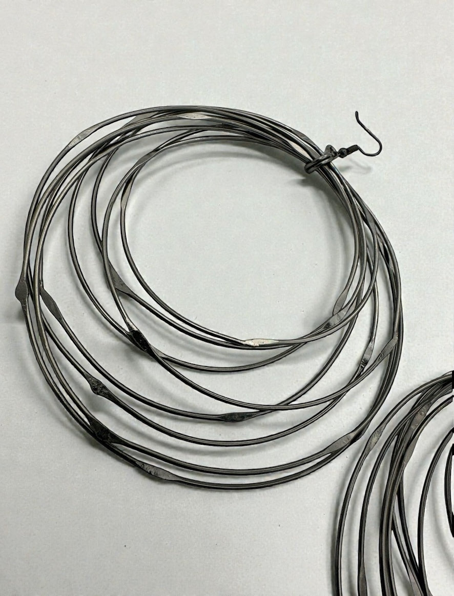 African Oversized Handcrafted Spiral Brass Statement Dangle Earrings - Fatisha Boutique #