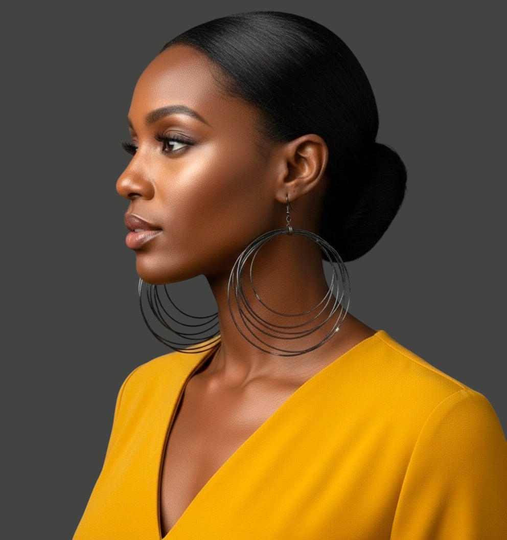 African Oversized Handcrafted Spiral Brass Statement Dangle Earrings - Fatisha Boutique #