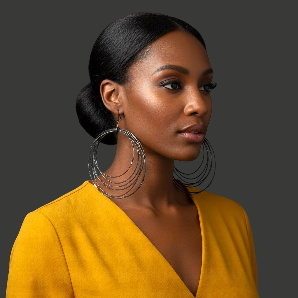 African Oversized Handcrafted Spiral Brass Statement Dangle Earrings - Fatisha Boutique #