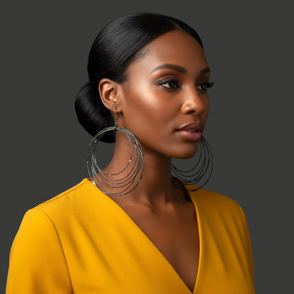 African Oversized Handcrafted Spiral Brass Statement Dangle Earrings - Fatisha Boutique #