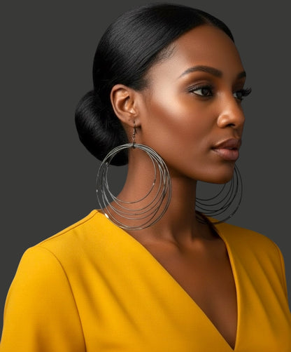 African Oversized Handcrafted Spiral Brass Statement Dangle Earrings - Fatisha Boutique #