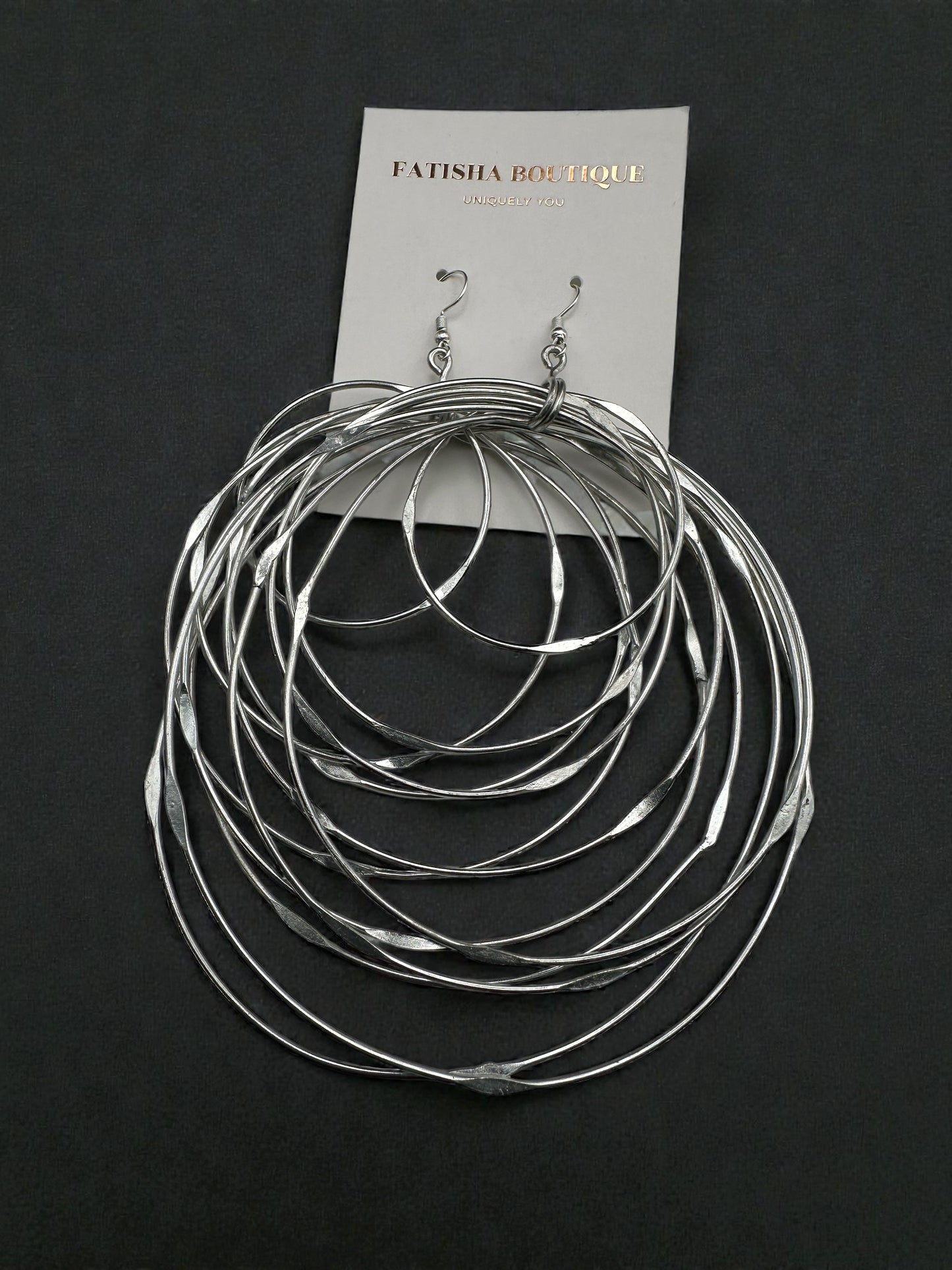 African Oversized Handcrafted Silver Brass Multi-Hoop Statement Earrings - Fatisha Boutique #