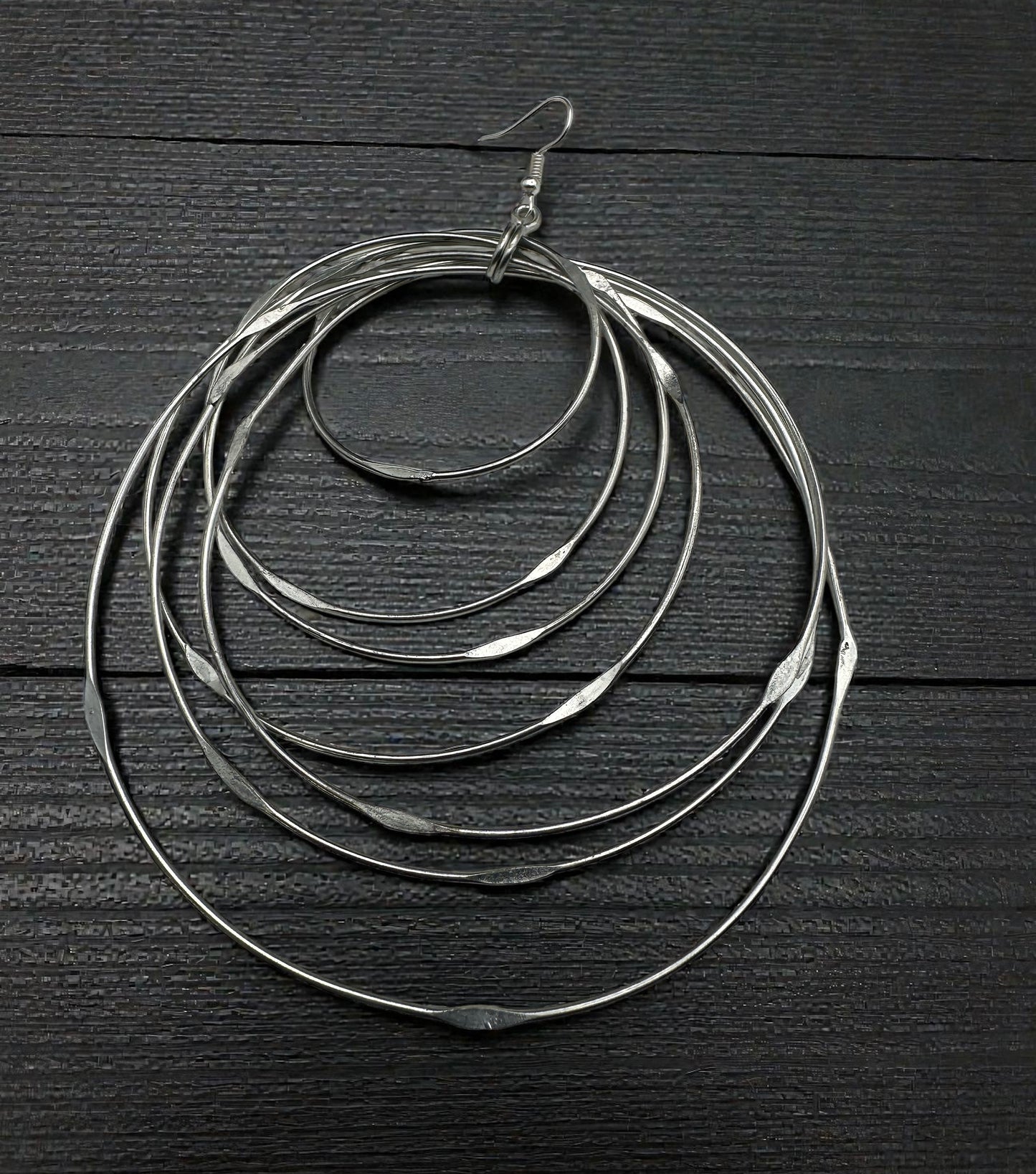 African Oversized Handcrafted Silver Brass Multi-Hoop Statement Earrings - Fatisha Boutique #