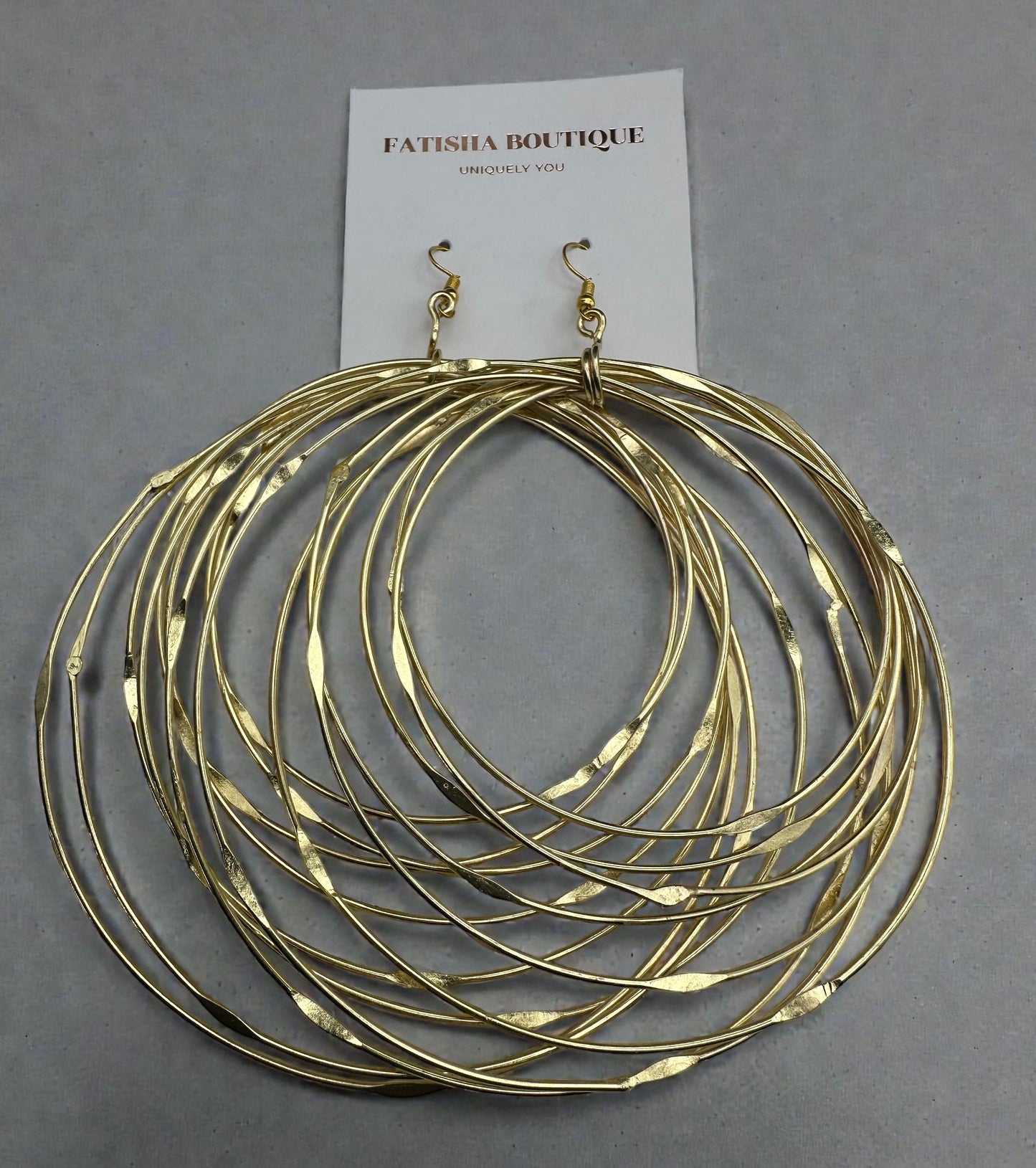 African Oversized Handcrafted Gold Brass Multi-Hoop Statement Dangle Earrings - Fatisha Boutique #