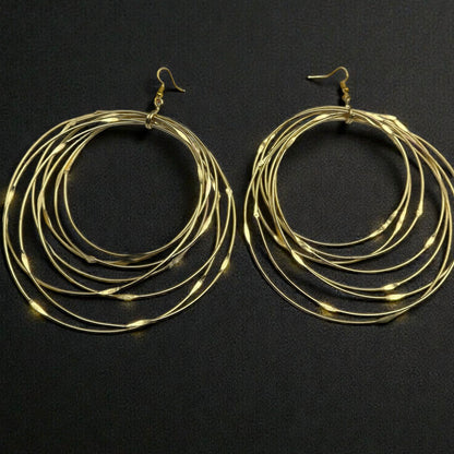 African Oversized Handcrafted Gold Brass Multi-Hoop Statement Dangle Earrings - Fatisha Boutique #
