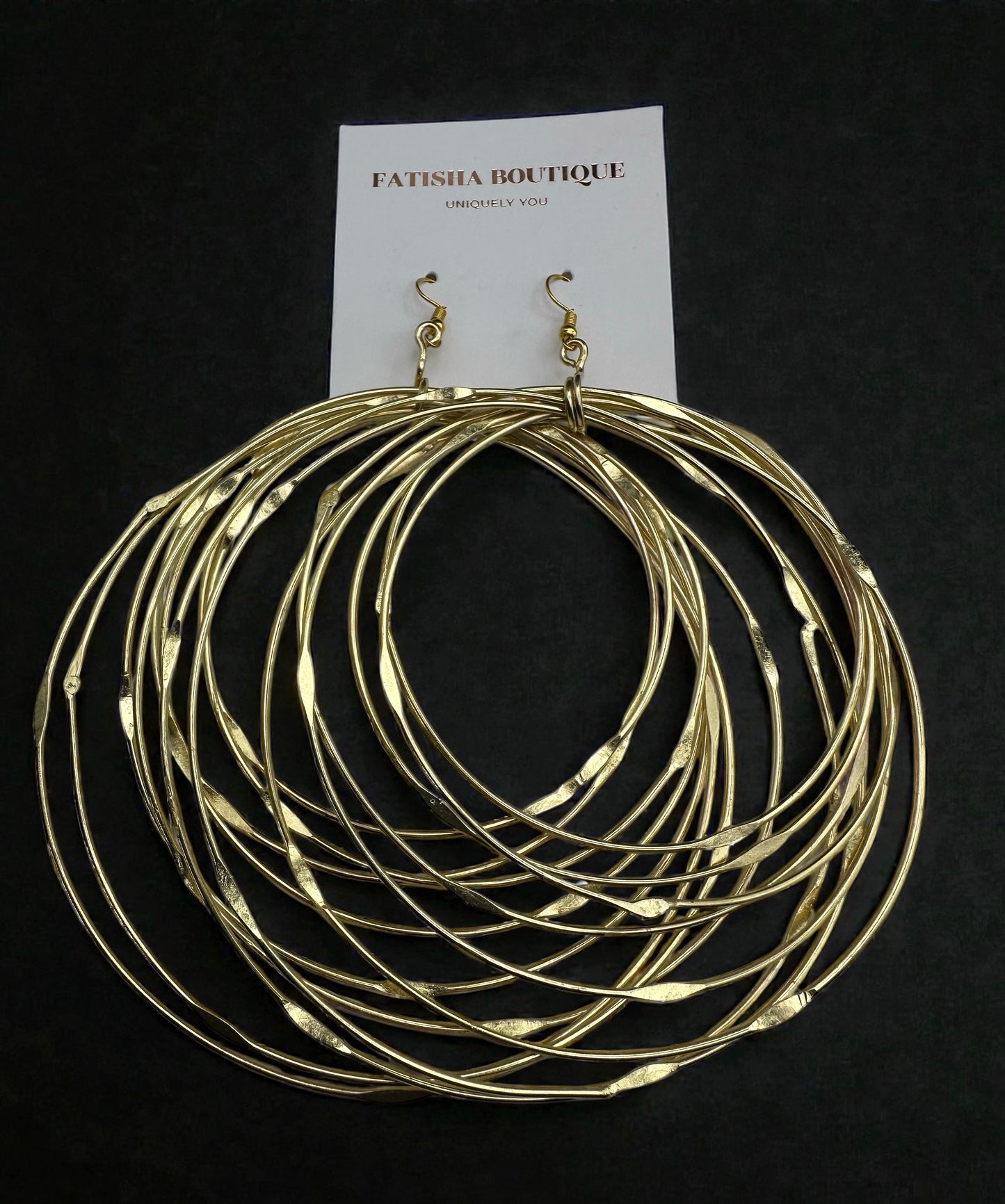 African Oversized Handcrafted Gold Brass Multi-Hoop Statement Dangle Earrings - Fatisha Boutique #
