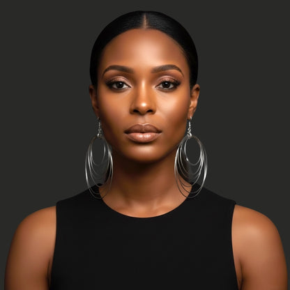 African Oversized Handcrafted Silver Brass Multi-Hoop Statement Earrings - Fatisha Boutique #