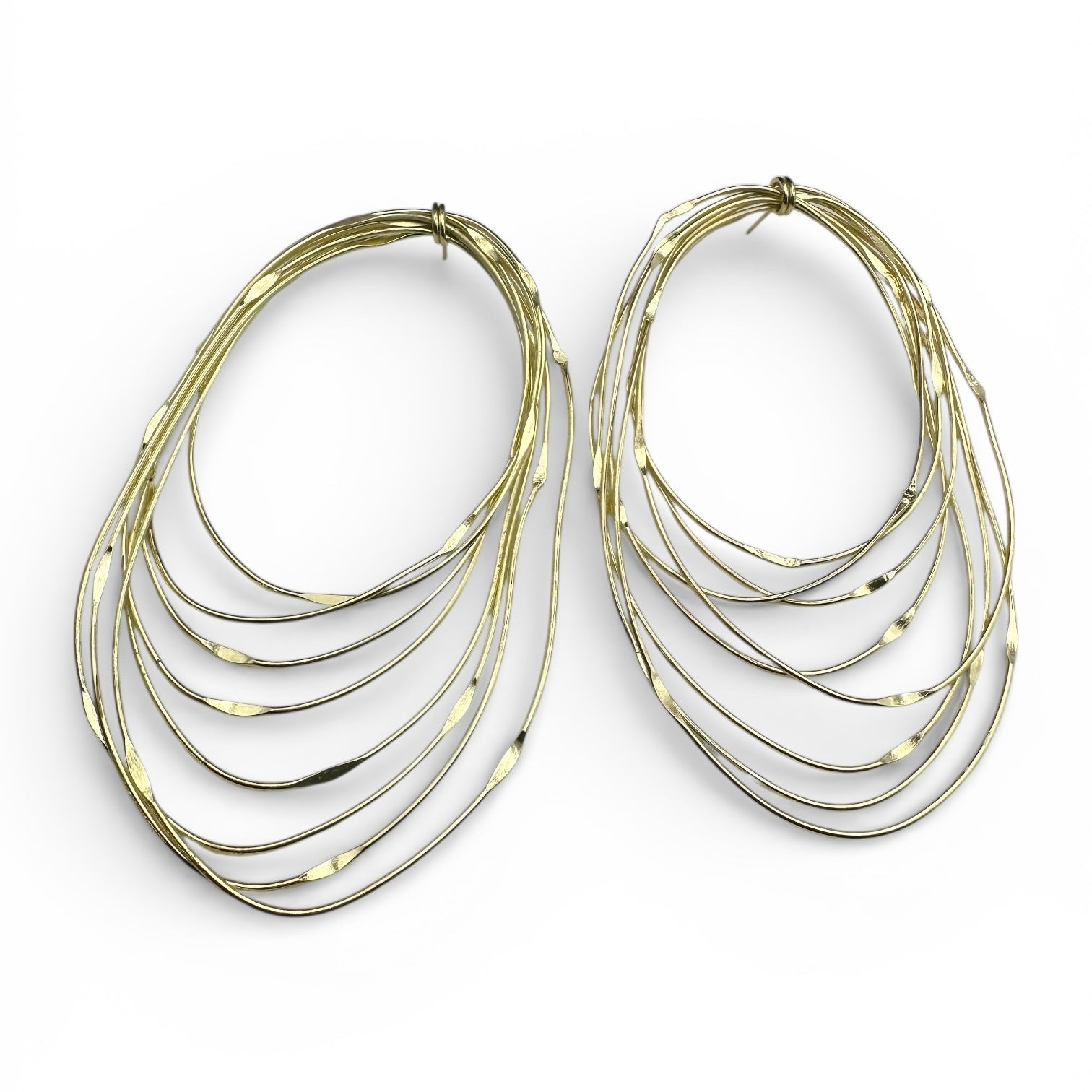 African Oversized Handcrafted Layered Gold Brass Hoop Statement Earrings - Fatisha Boutique #