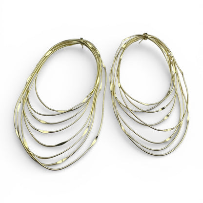 African Oversized Handcrafted Layered Gold Brass Hoop Statement Earrings - Fatisha Boutique #