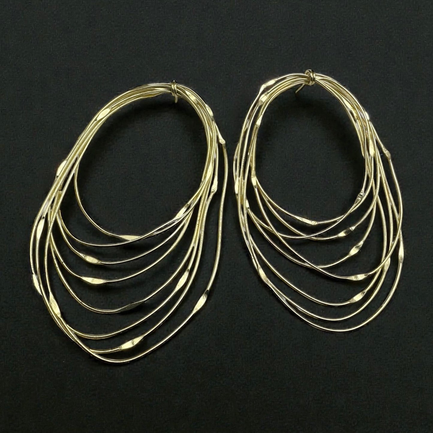 African Oversized Handcrafted Layered Gold Brass Hoop Statement Earrings - Fatisha Boutique #
