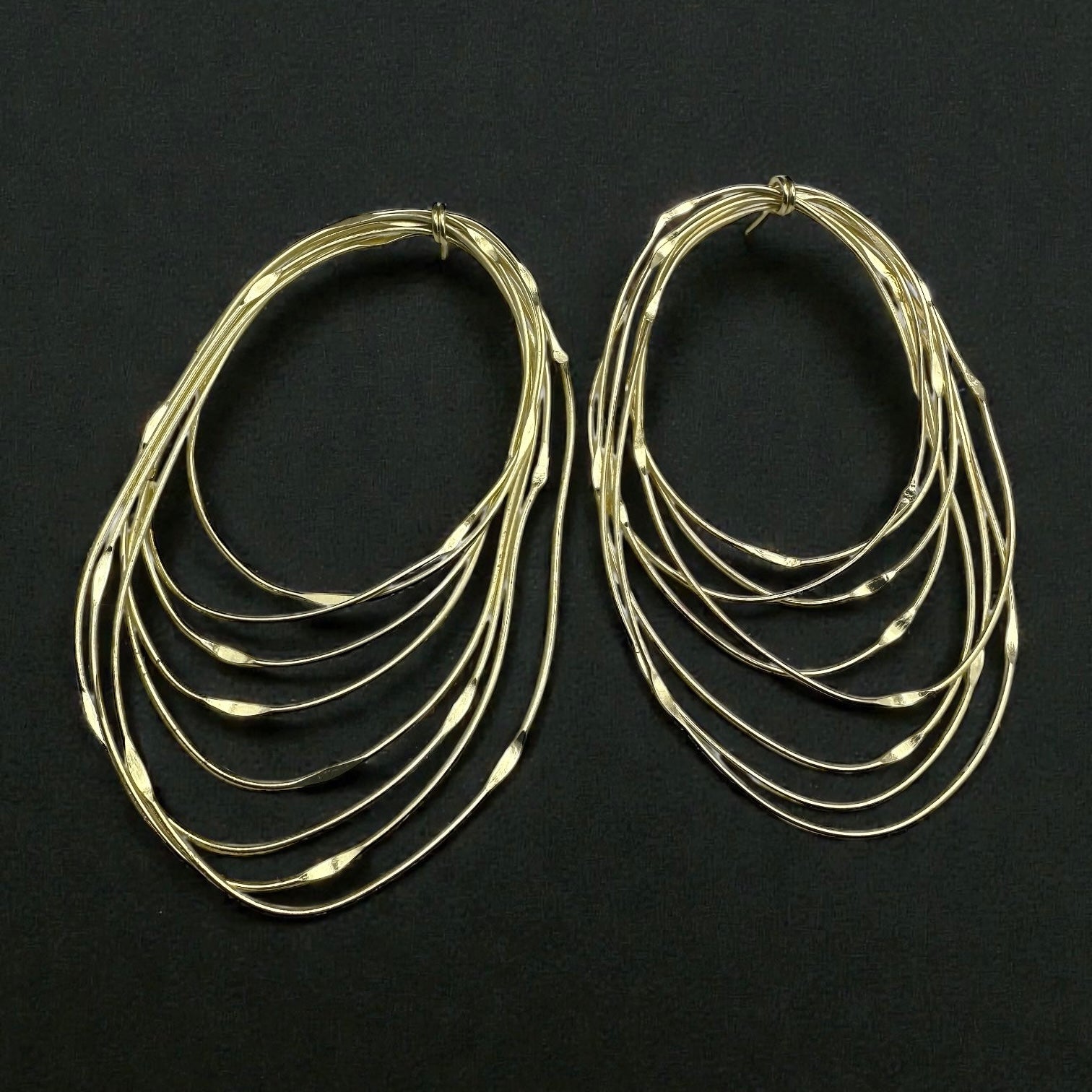 African Oversized Handcrafted Layered Gold Brass Hoop Statement Earrings - Fatisha Boutique #
