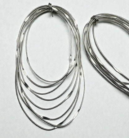 African Oversized Handcrafted Silver Brass Layered Hoop Statement Earrings - Fatisha Boutique #