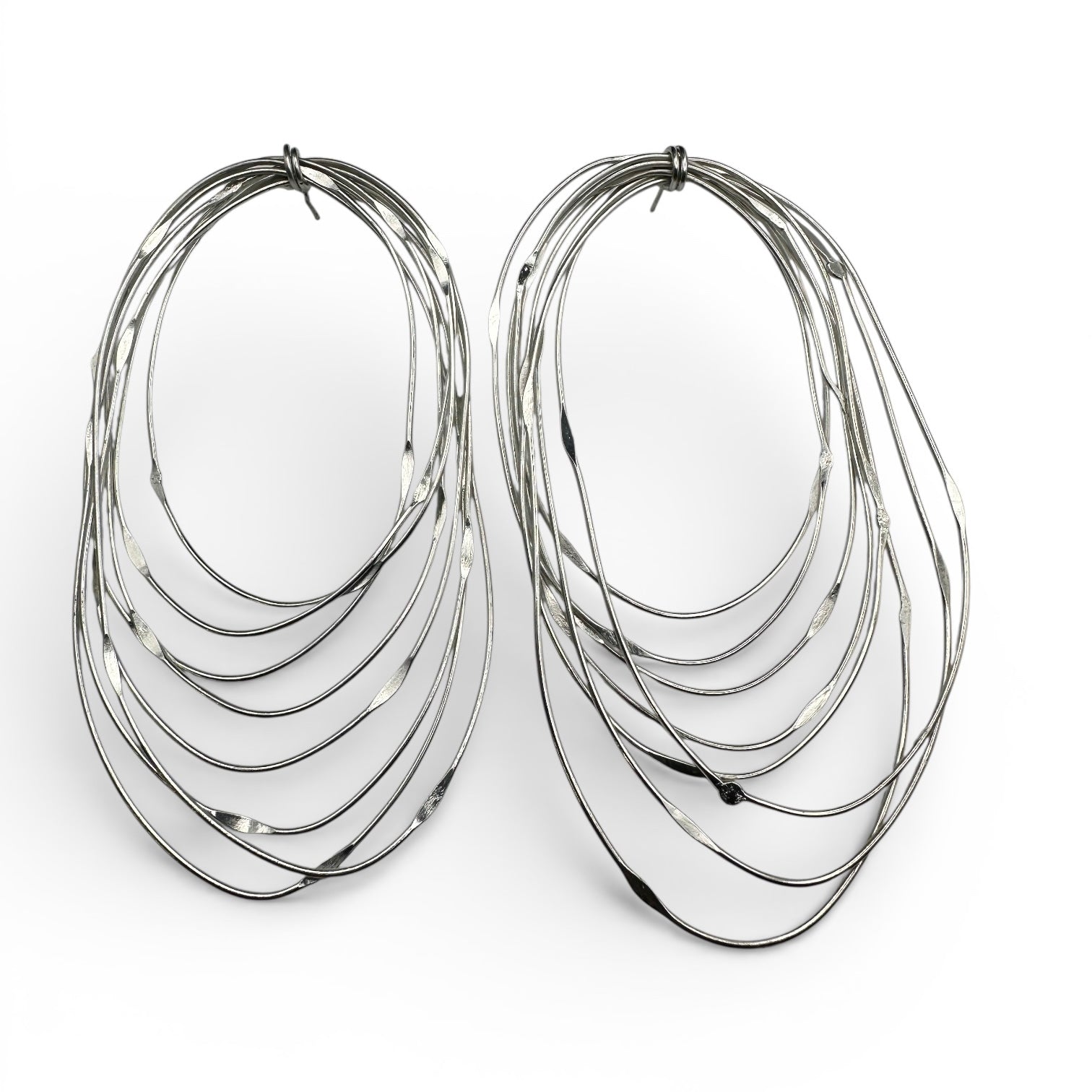 African Oversized Handcrafted Silver Brass Layered Hoop Statement Earrings - Fatisha Boutique #