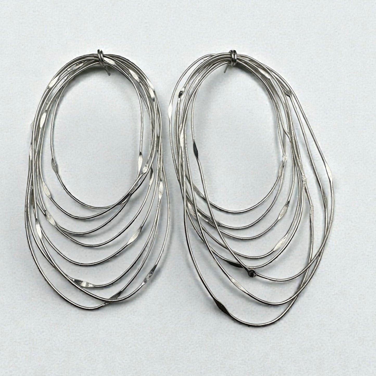 African Oversized Handcrafted Silver Brass Layered Hoop Statement Earrings - Fatisha Boutique #