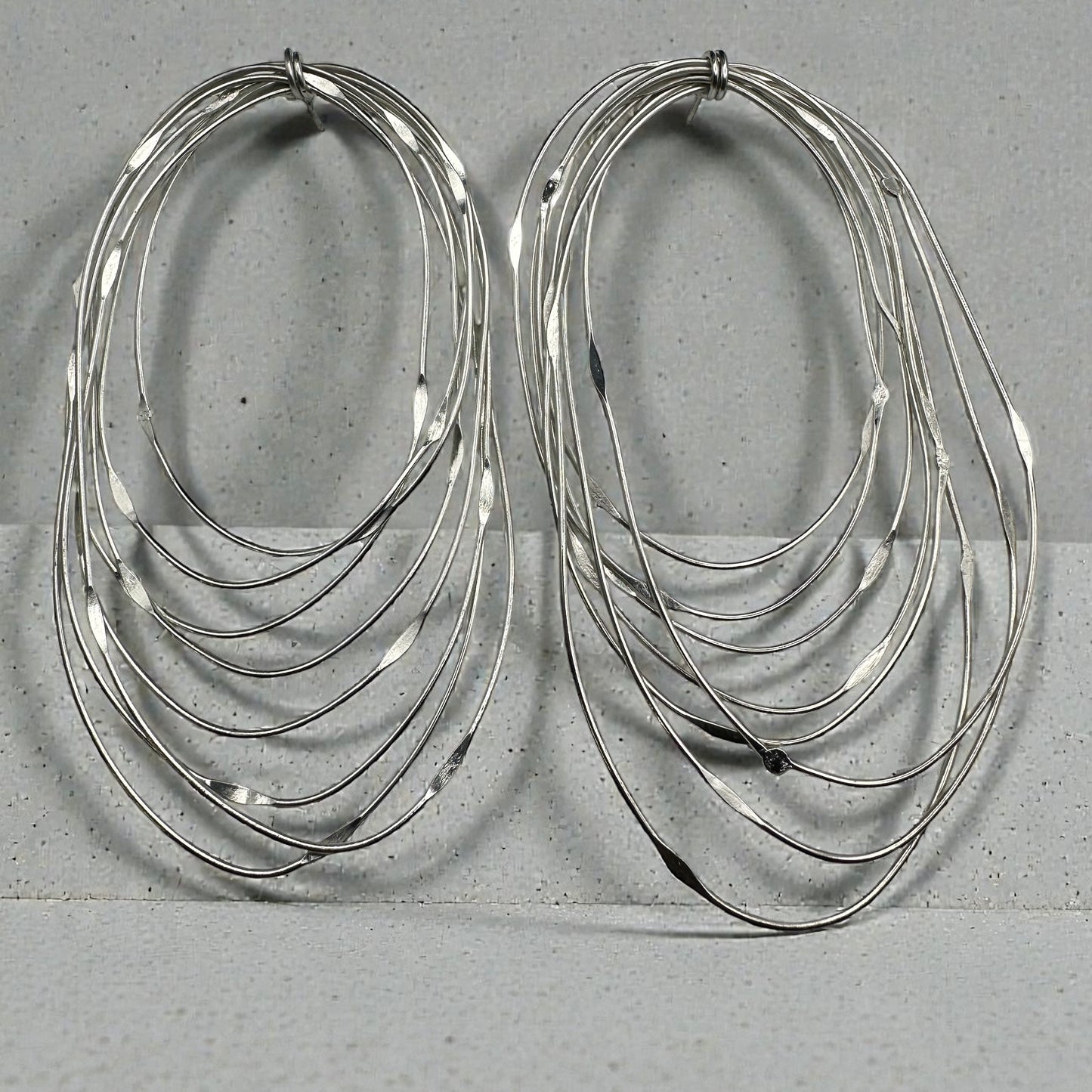 African Oversized Handcrafted Silver Brass Layered Hoop Statement Earrings - Fatisha Boutique #