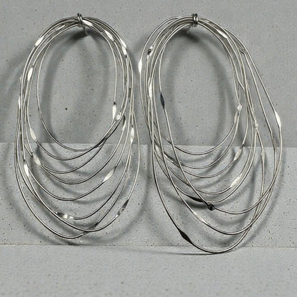 African Oversized Handcrafted Silver Brass Layered Hoop Statement Earrings - Fatisha Boutique #