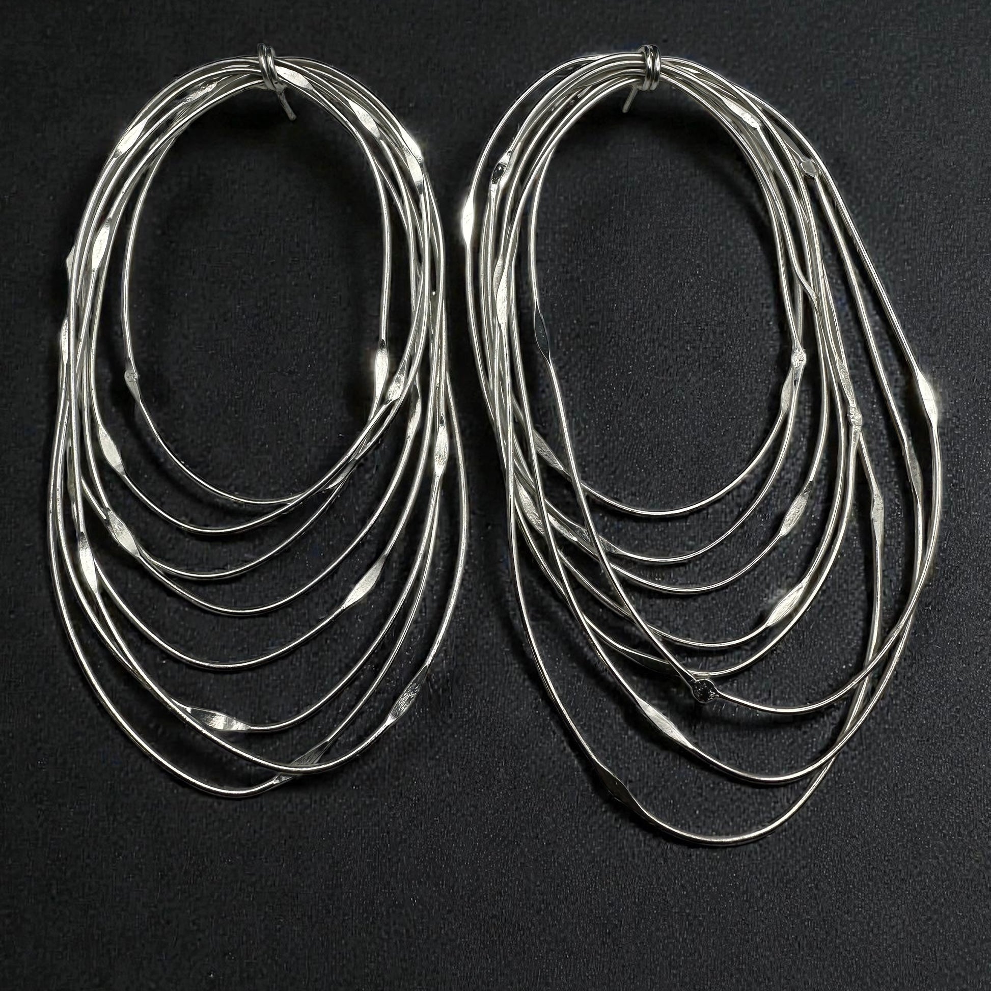 African Oversized Handcrafted Silver Brass Layered Hoop Statement Earrings - Fatisha Boutique #