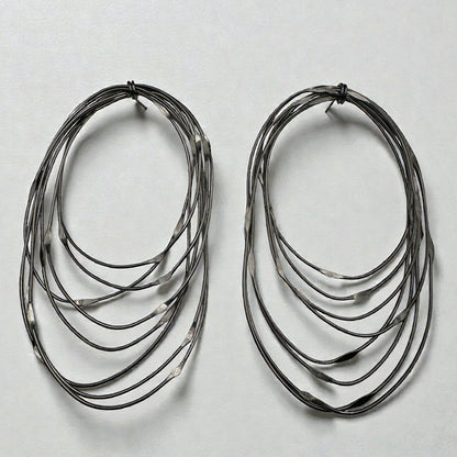 African Oversized Handcrafted Black Brass Multi-Hoop Statement Earrings - Fatisha Boutique #