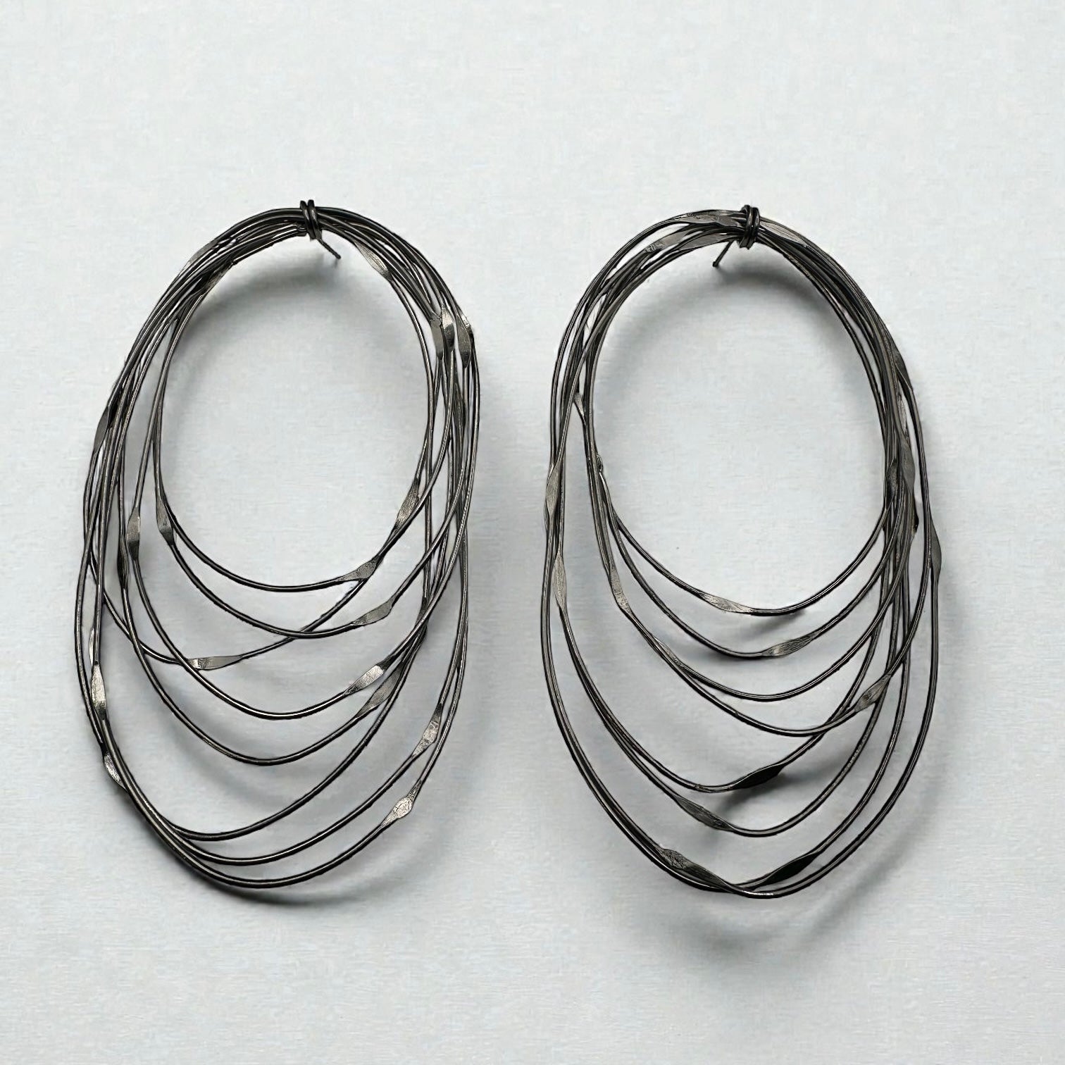 African Oversized Handcrafted Black Brass Multi-Hoop Statement Earrings - Fatisha Boutique #