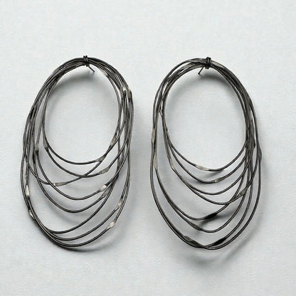 African Oversized Handcrafted Black Brass Multi-Hoop Statement Earrings - Fatisha Boutique #