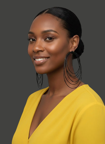 African Oversized Handcrafted Black Brass Multi-Hoop Statement Earrings - Fatisha Boutique #