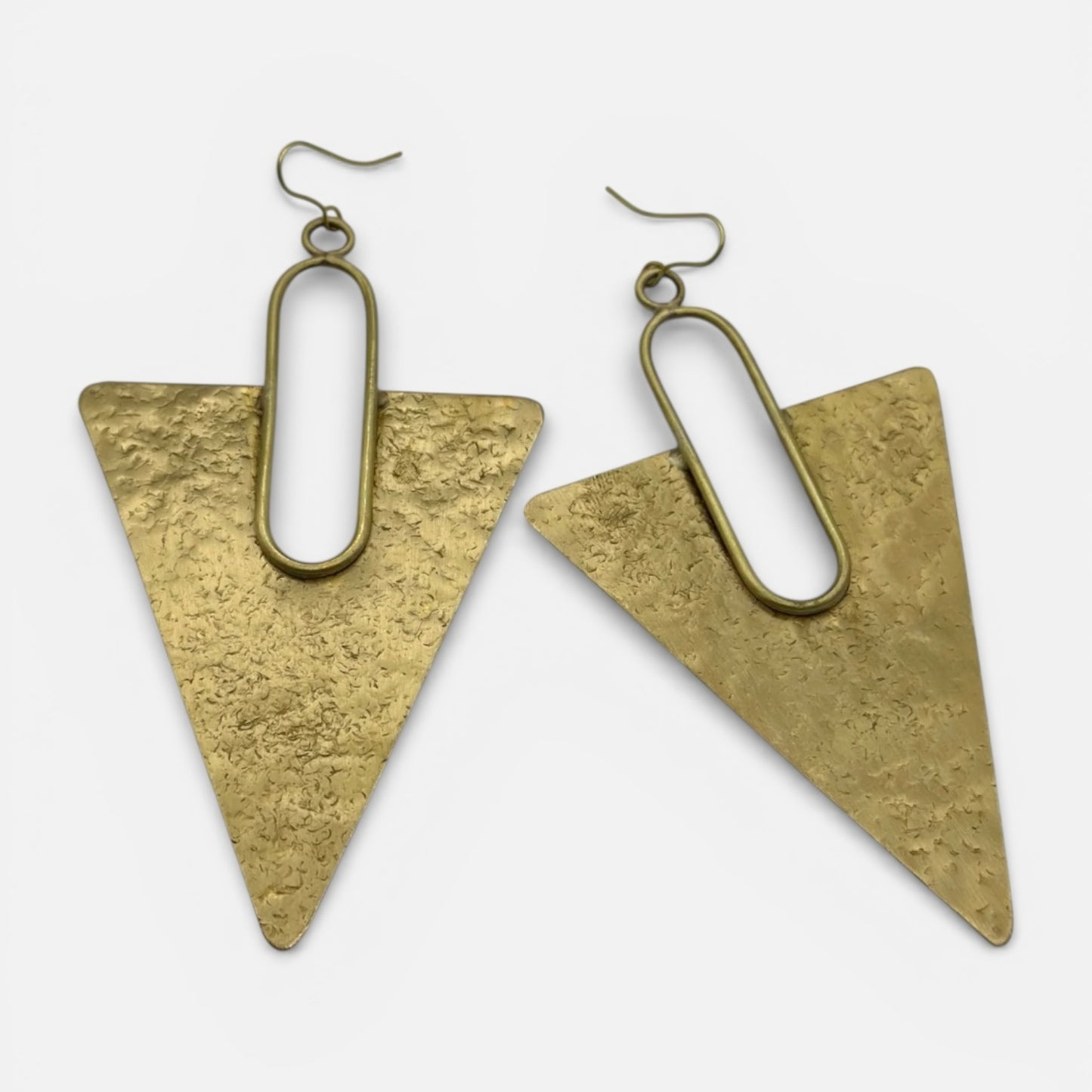 Oversized Textured Triangle Brass Statement Earrings – African Inspired - Fatisha Boutique #