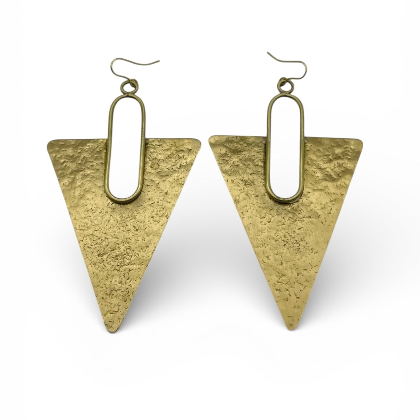 Oversized Textured Triangle Brass Statement Earrings – African Inspired - Fatisha Boutique #