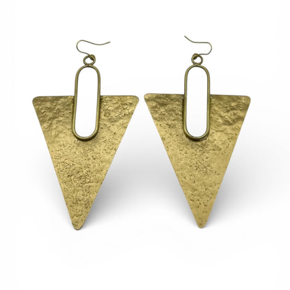 Oversized Textured Triangle Brass Statement Earrings – African Inspired - Fatisha Boutique #