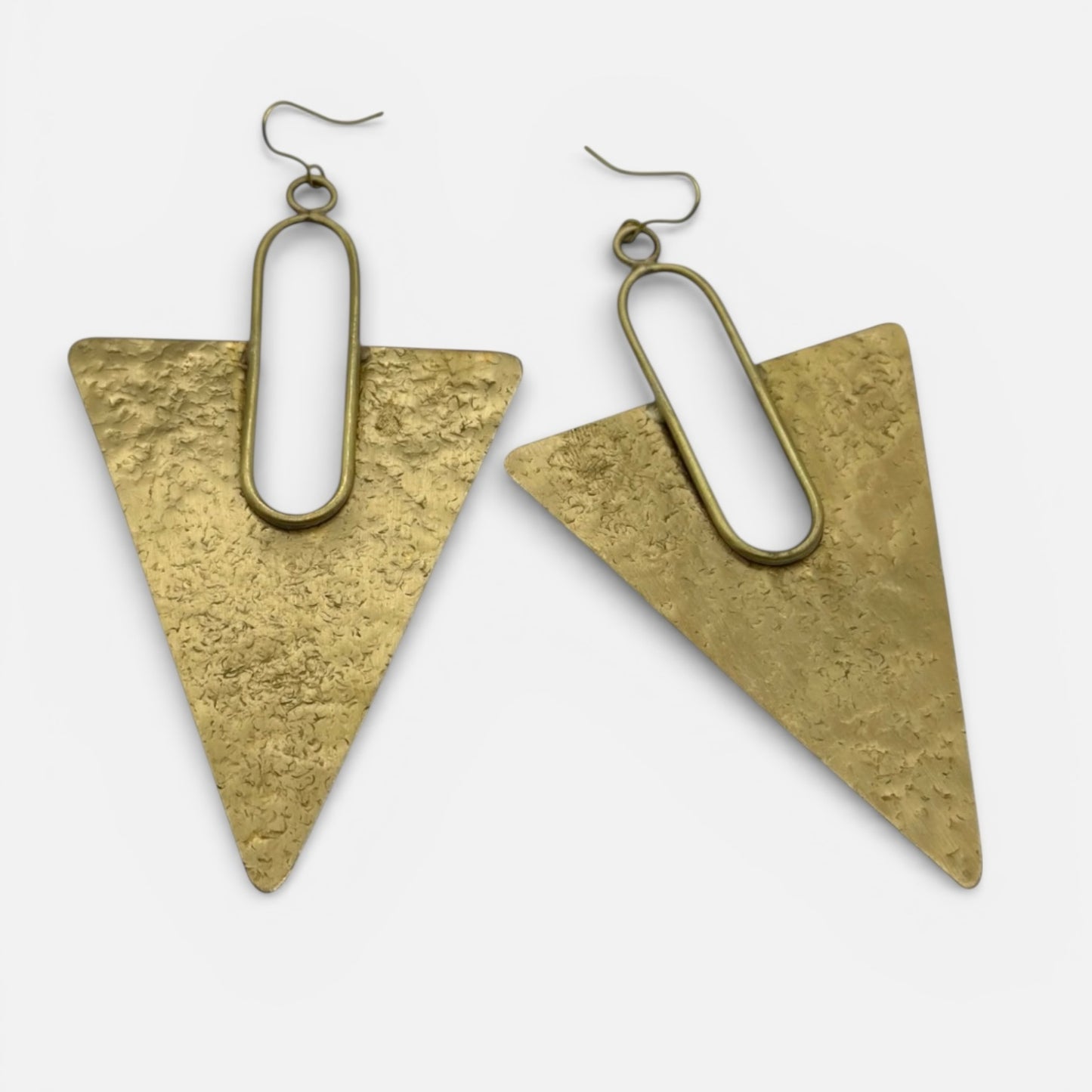 Oversized Textured Triangle Brass Statement Earrings – African Inspired - Fatisha Boutique #