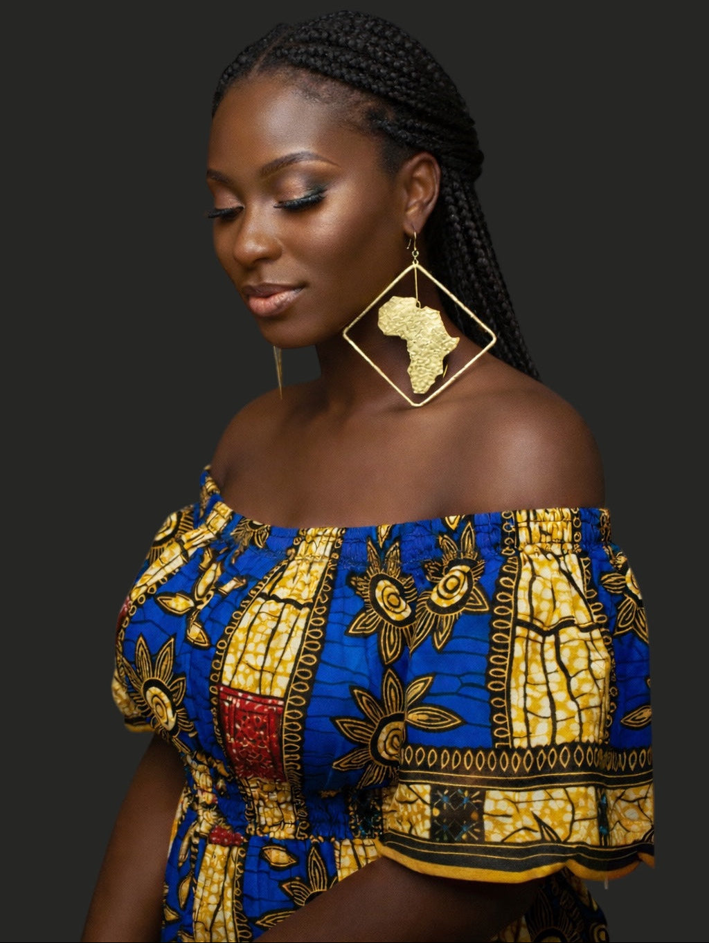 Africa Map Brass Earrings with Diamond Frame – Afrocentric Statement Jewellery - Fatisha Boutique #
