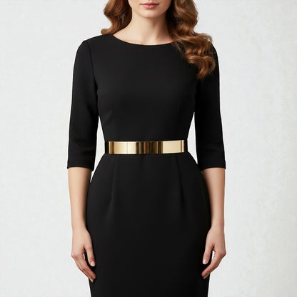 Elegant Glamorous Metal Sleek Sculpted Sophisticated Waist Belt – Gold & Silver in Two Adjustable Sizes - Fatisha Boutique #