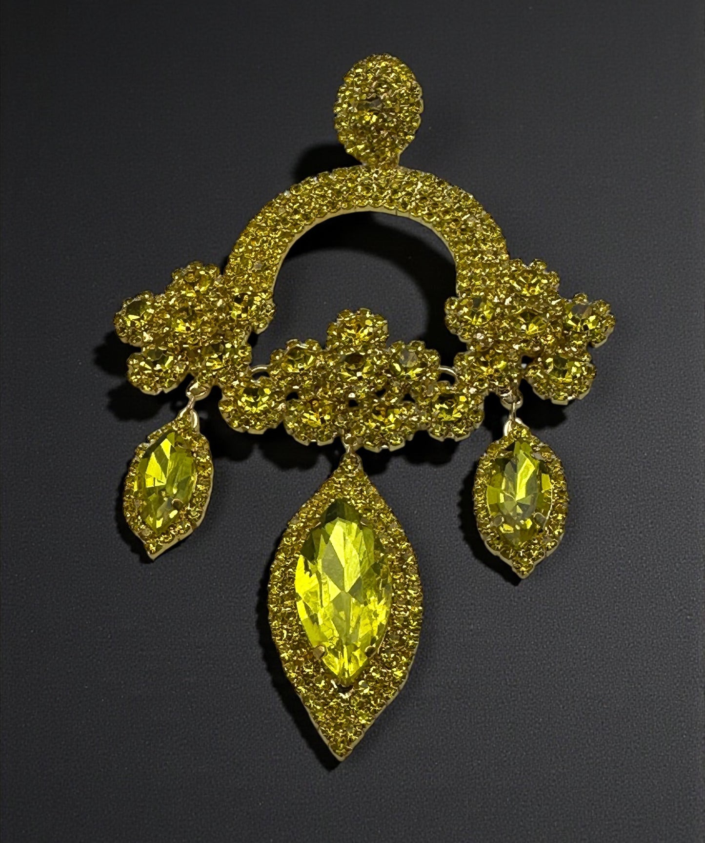Yellow Rhinestone Chandelier Statement Earrings – Bold Crystal Drop Glam Jewellery - Fatisha Boutique #