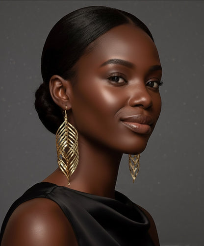 Bold Spiral Cutout Statement Earrings – Gold & Silver Glam Dangle Jewellery - Fatisha Boutique #