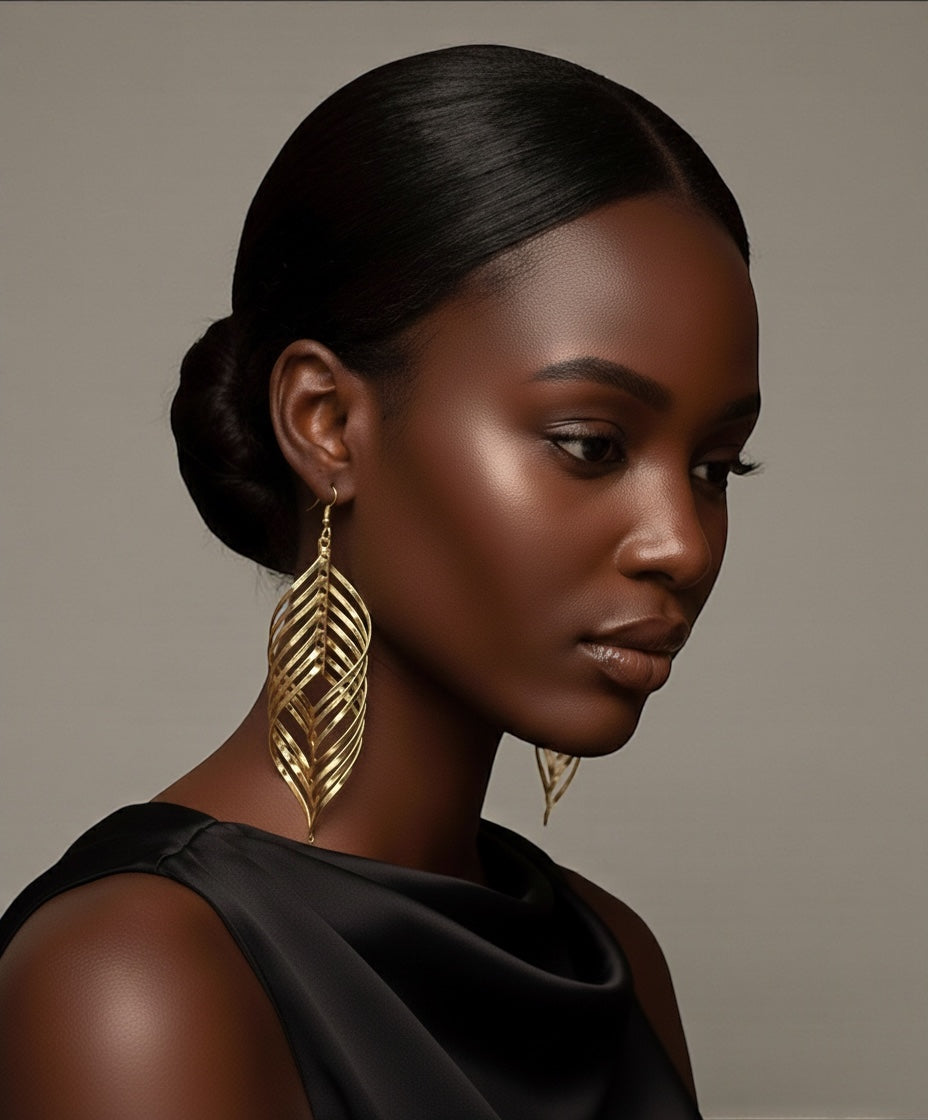 Bold Spiral Cutout Statement Earrings – Gold & Silver Glam Dangle Jewellery - Fatisha Boutique #