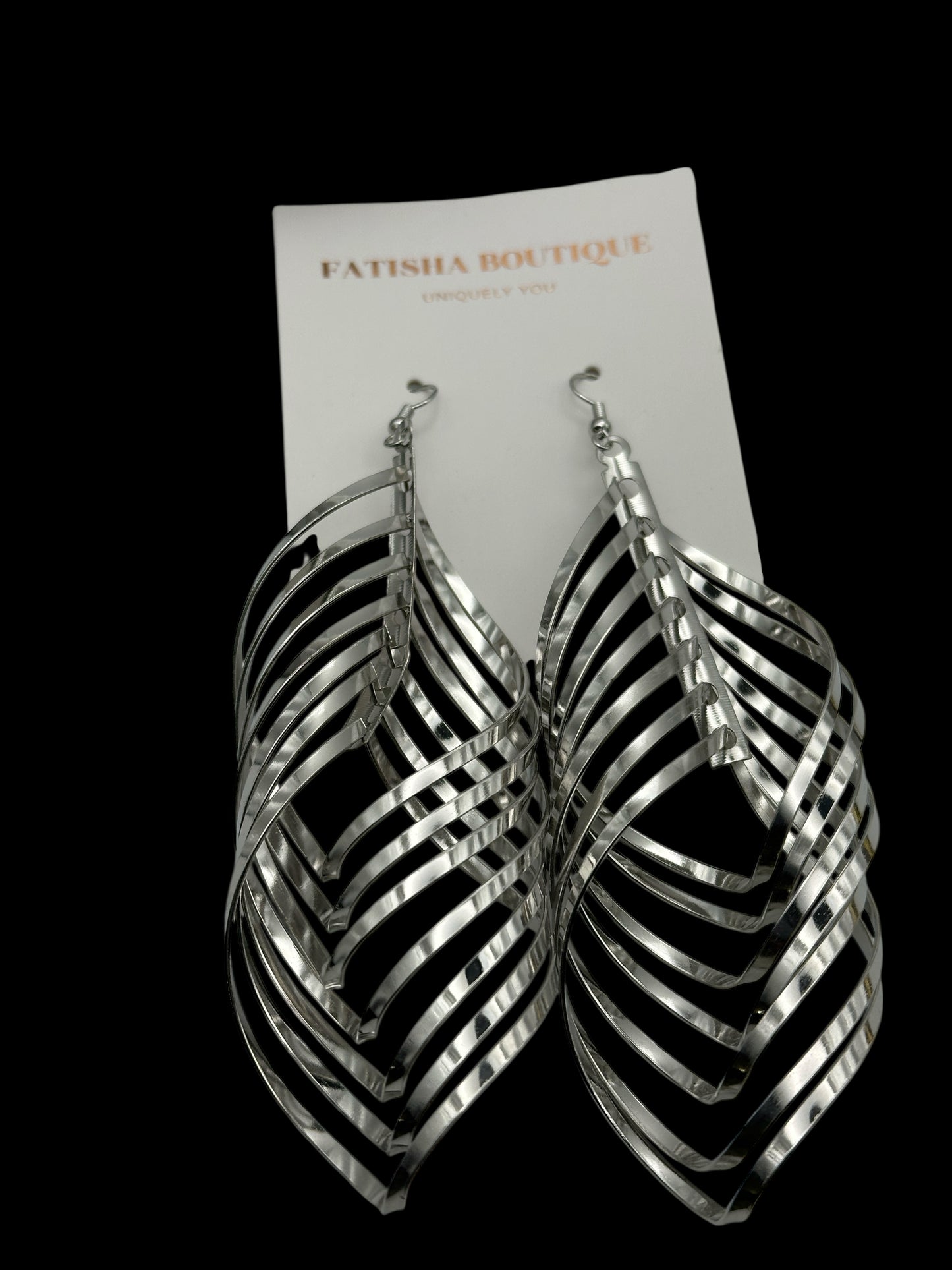 Bold Spiral Cutout Statement Earrings – Gold & Silver Glam Dangle Jewellery - Fatisha Boutique #