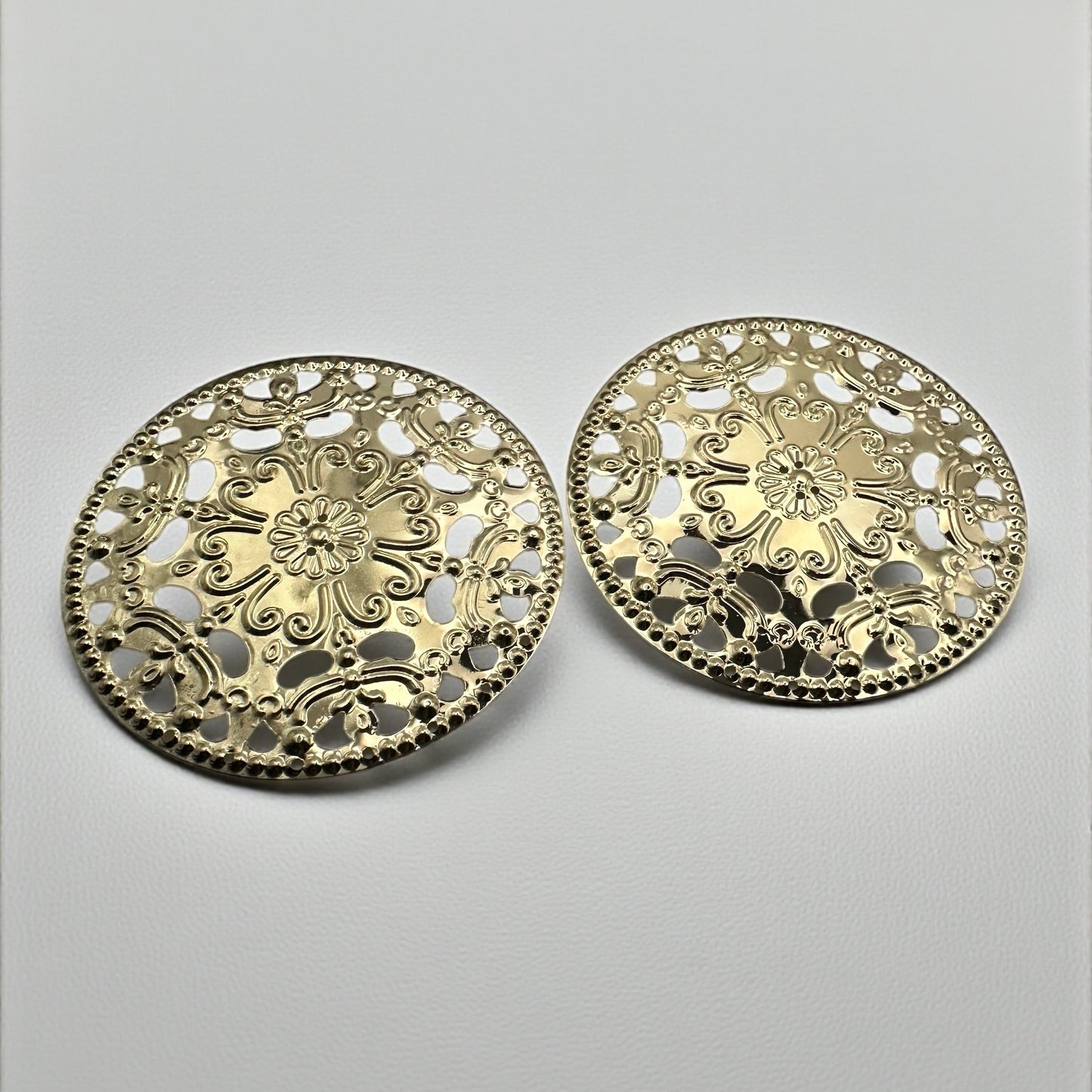 Oversized African Filigree Disc Earrings – Gold Statement Jewellery - Fatisha Boutique #