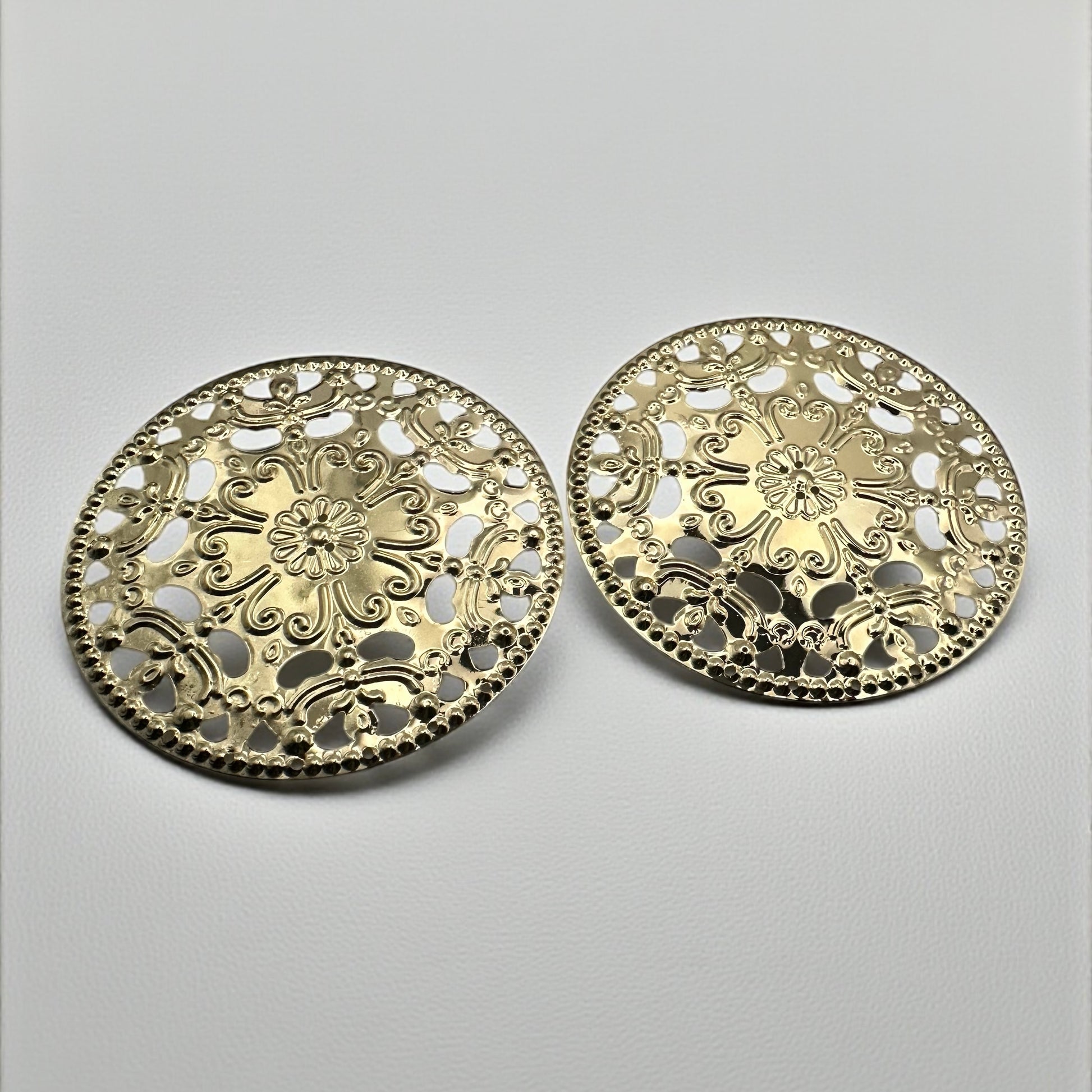 Oversized African Filigree Disc Earrings – Gold Statement Jewellery - Fatisha Boutique #