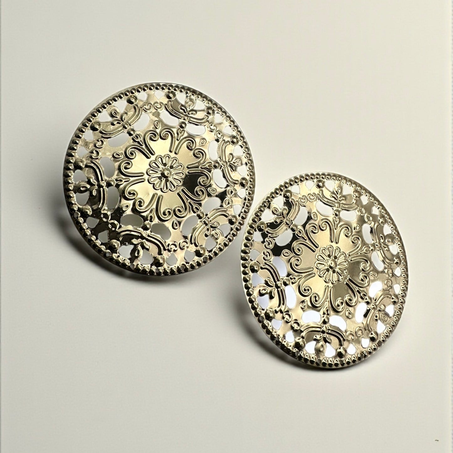 Oversized African Filigree Disc Earrings – Gold Statement Jewellery - Fatisha Boutique #