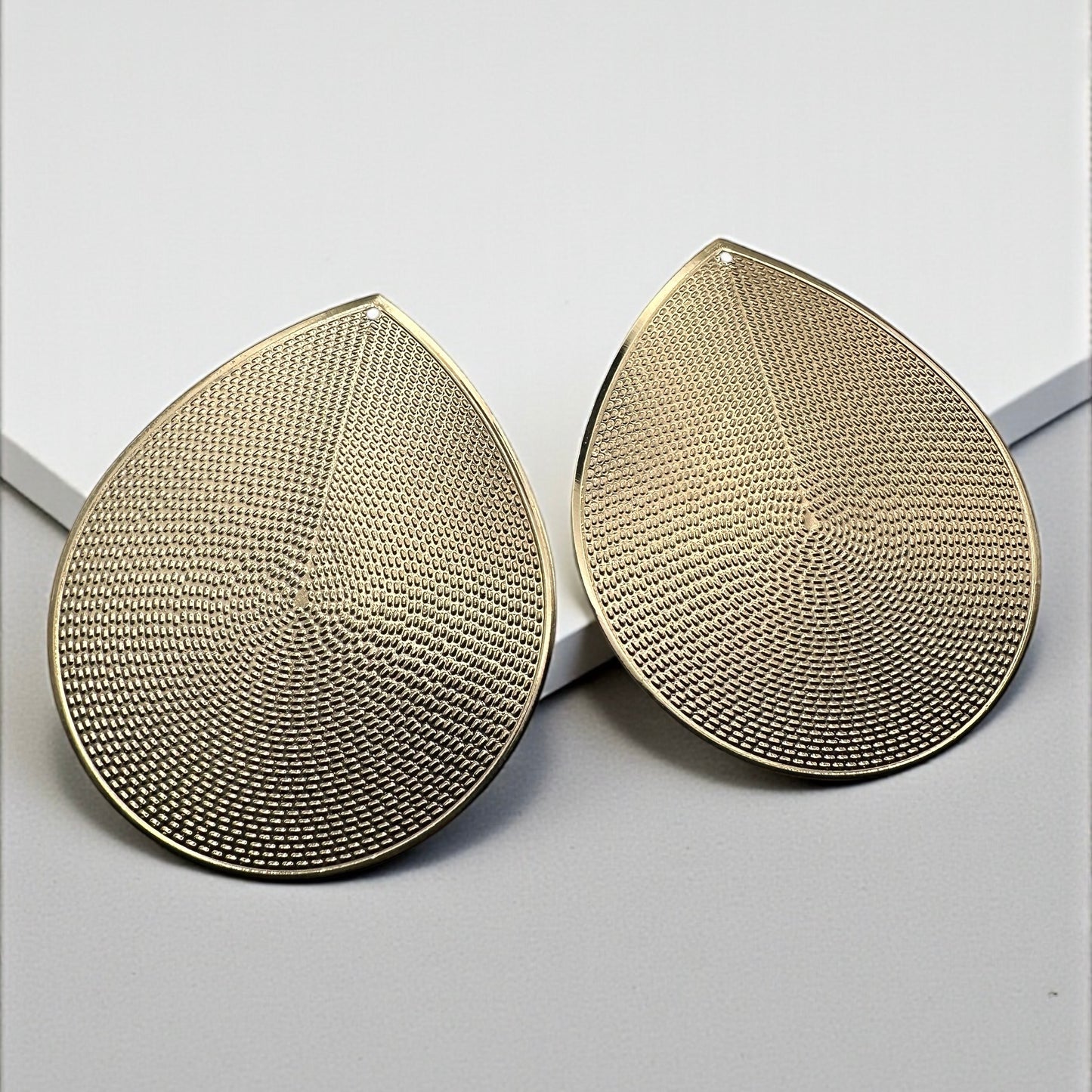 Oversized Gold Teardrop Statement Earrings – Textured African-Inspired Metal Drops - Fatisha Boutique #