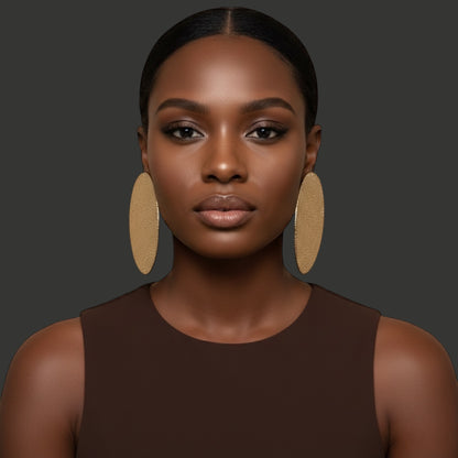 Oversized Textured Gold Disc Earrings – African-Inspired Statement Jewellery - Fatisha Boutique #